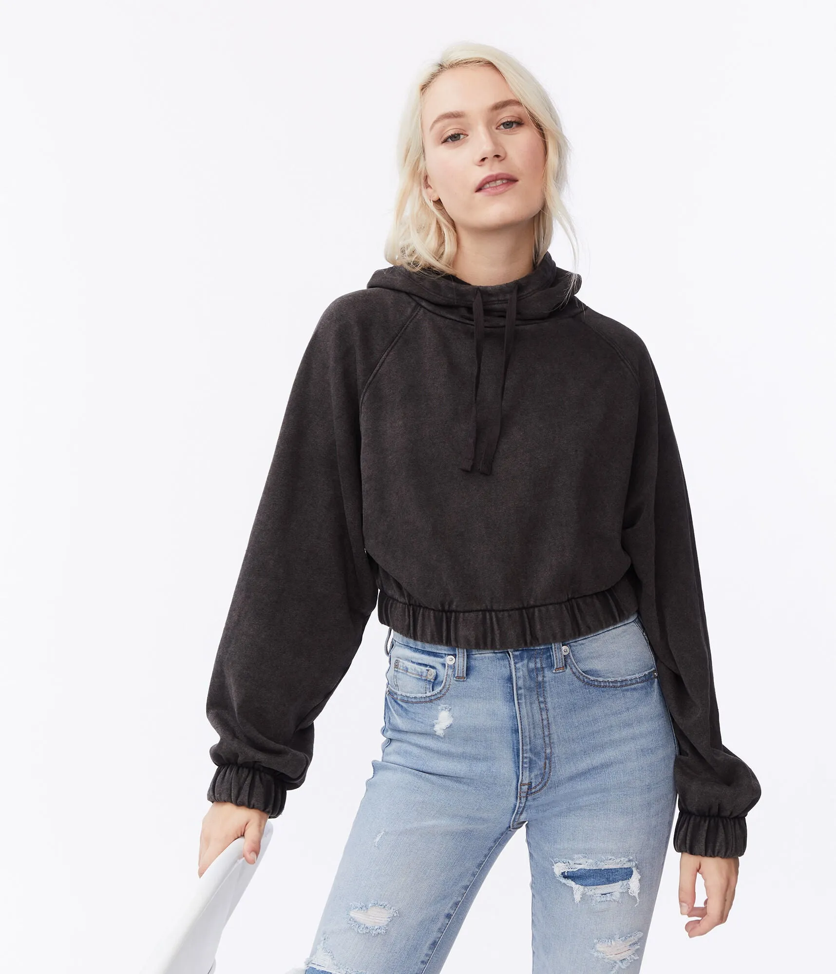 Aeropostale Snood Cropped Raglan Pullover Hoodie