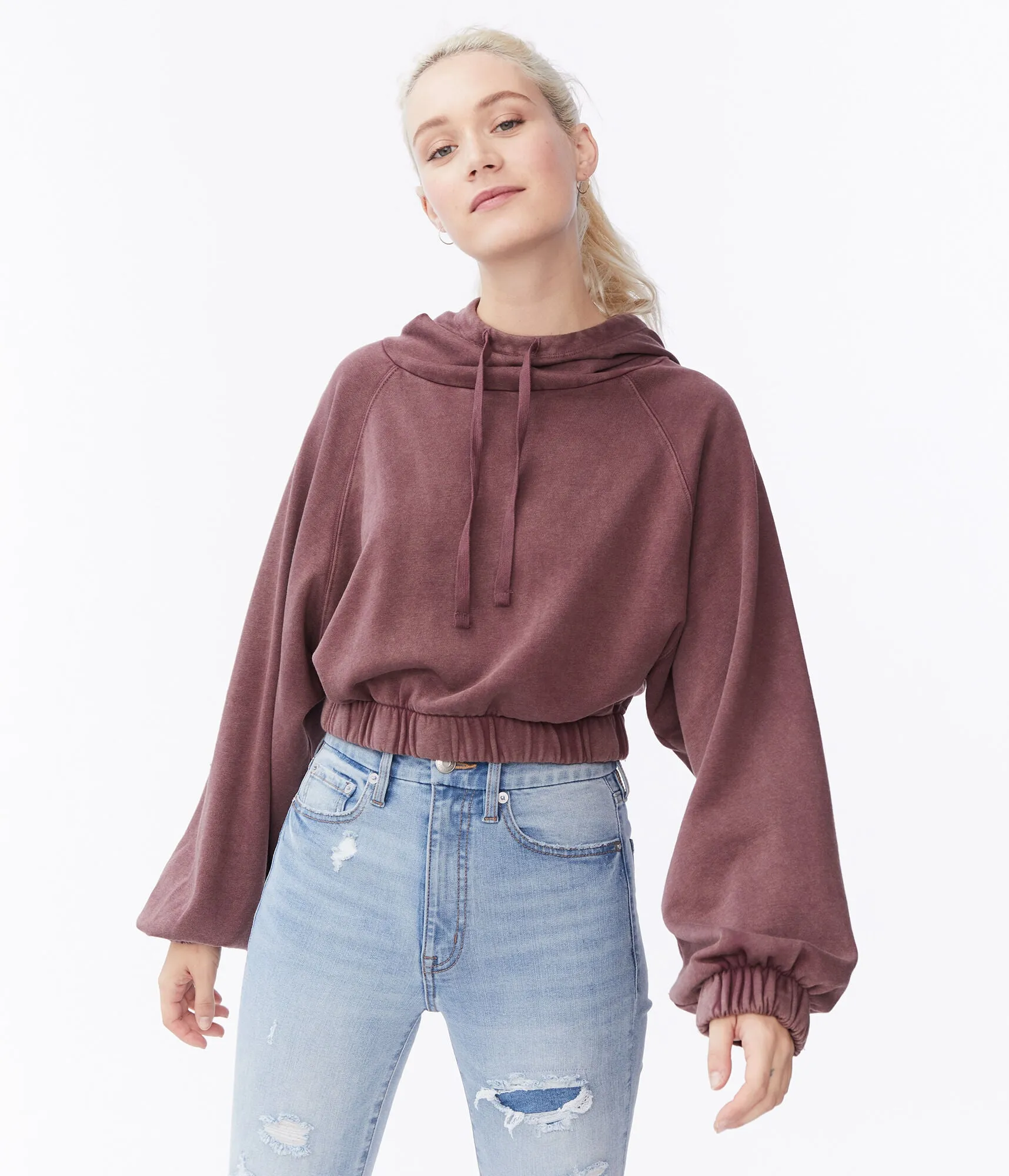 Aeropostale Snood Cropped Raglan Pullover Hoodie