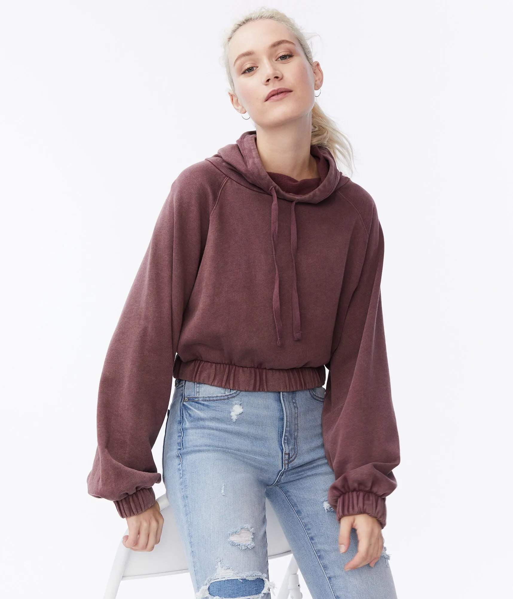 Aeropostale Snood Cropped Raglan Pullover Hoodie
