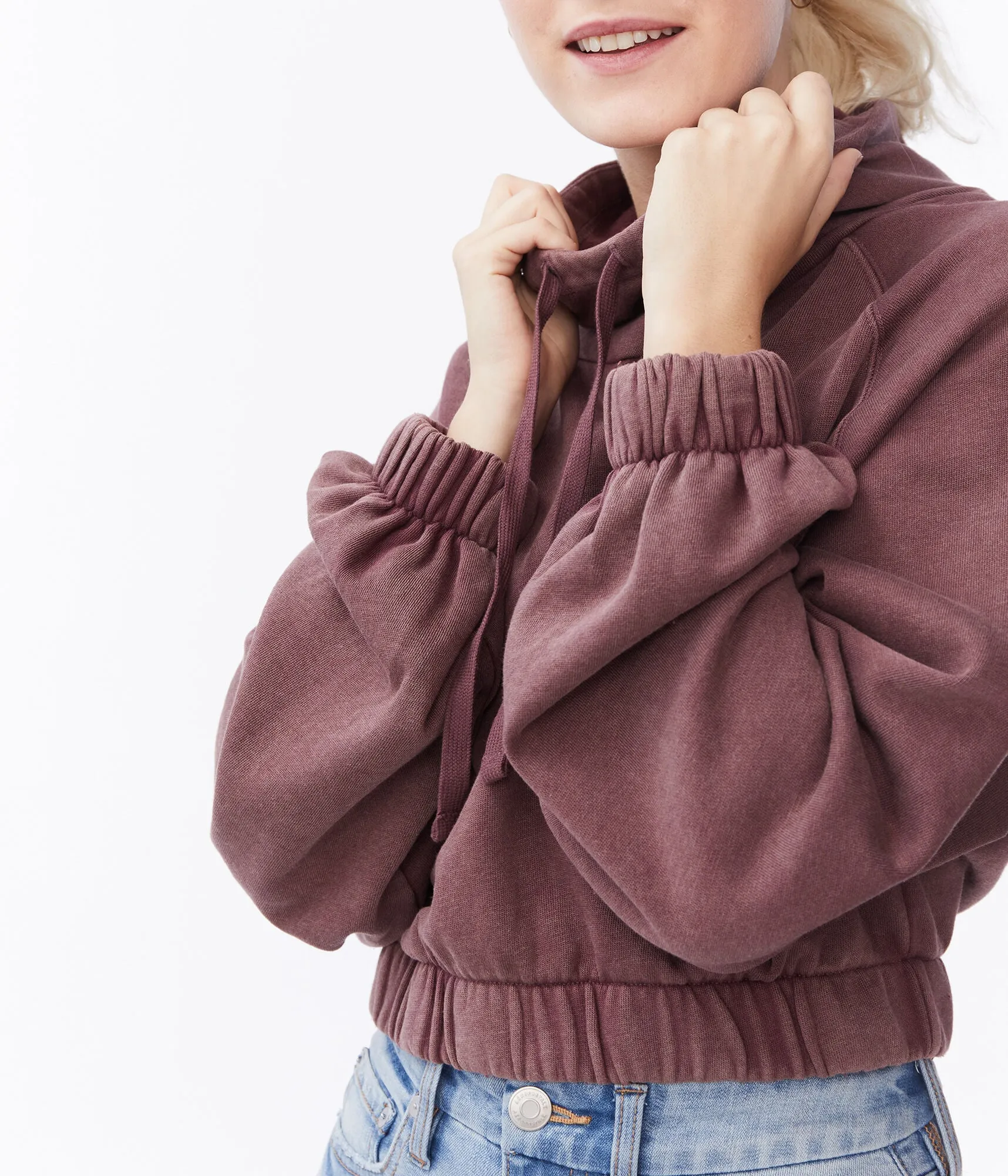 Aeropostale Snood Cropped Raglan Pullover Hoodie