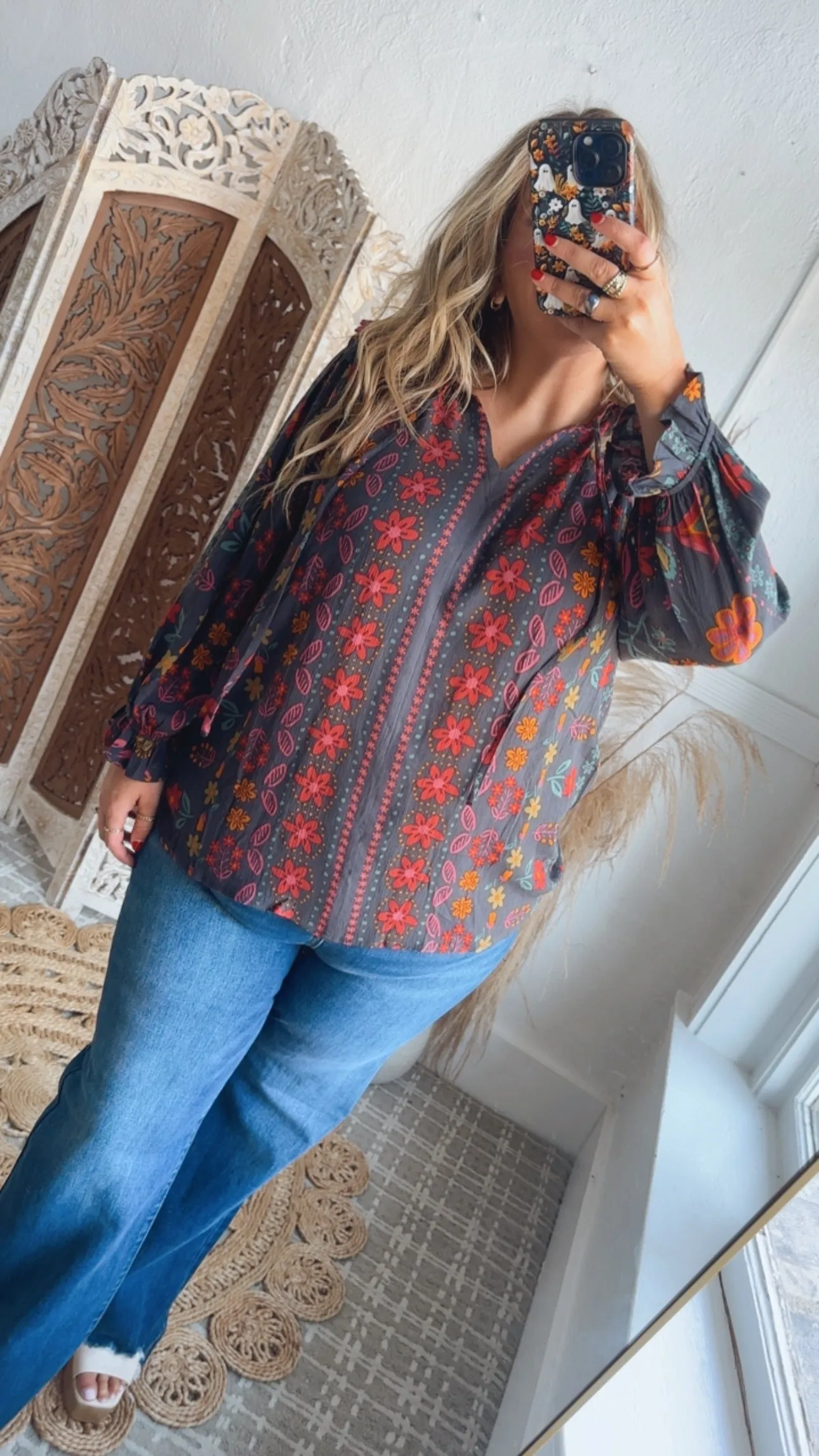 All For Boho Floral Blouse, Multi