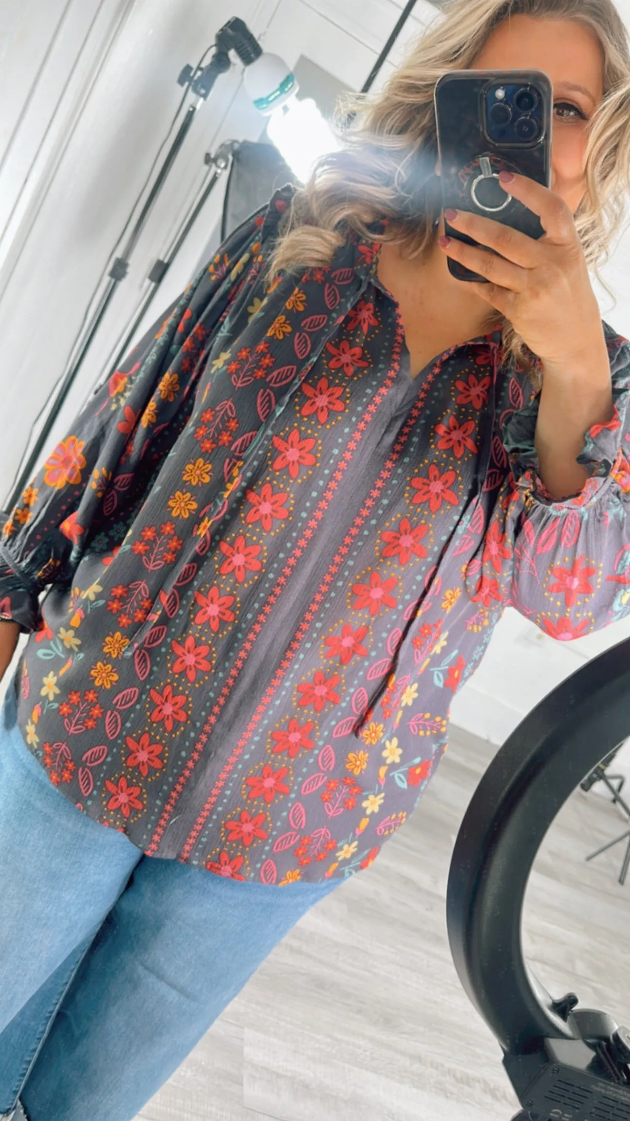All For Boho Floral Blouse, Multi
