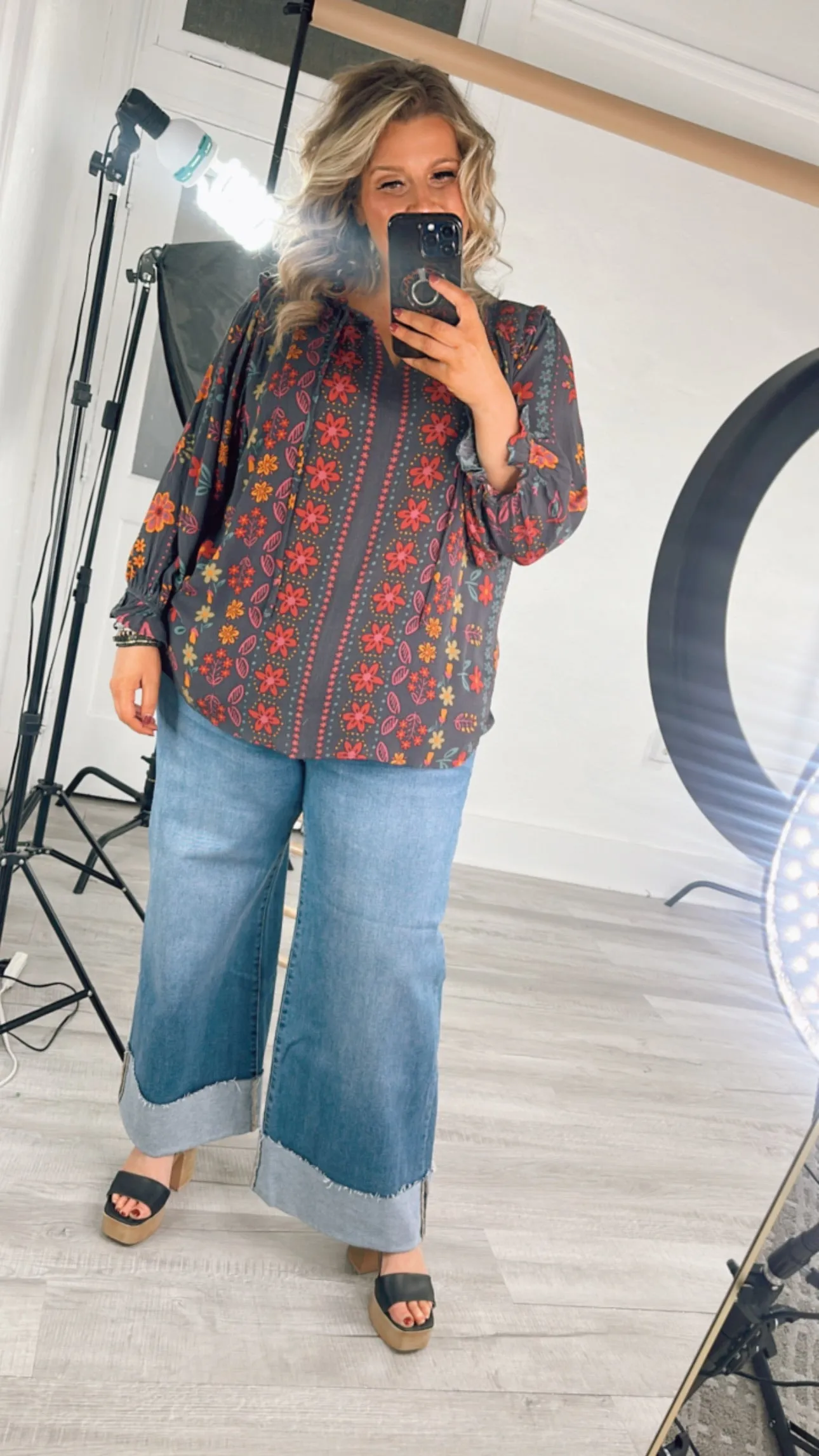 All For Boho Floral Blouse, Multi