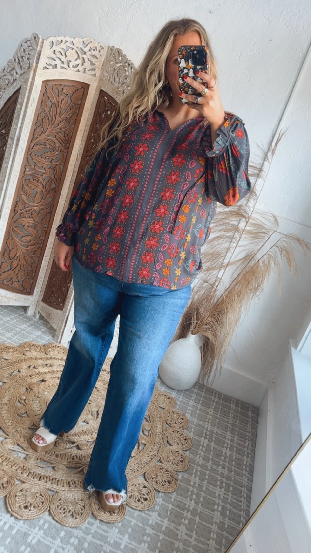 All For Boho Floral Blouse, Multi