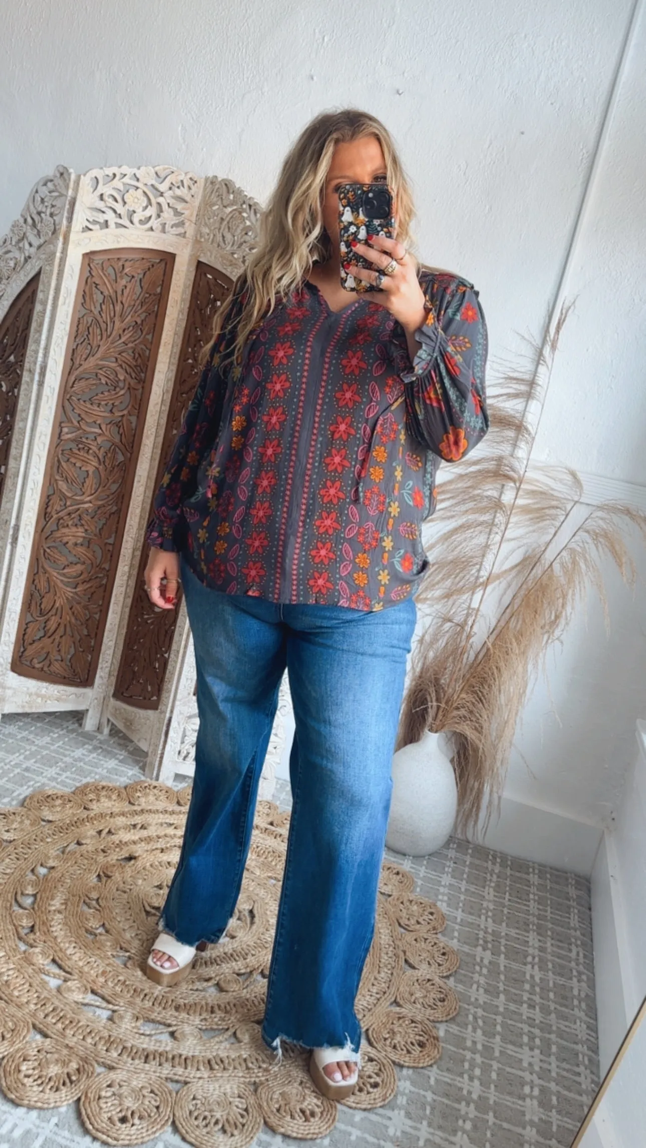 All For Boho Floral Blouse, Multi