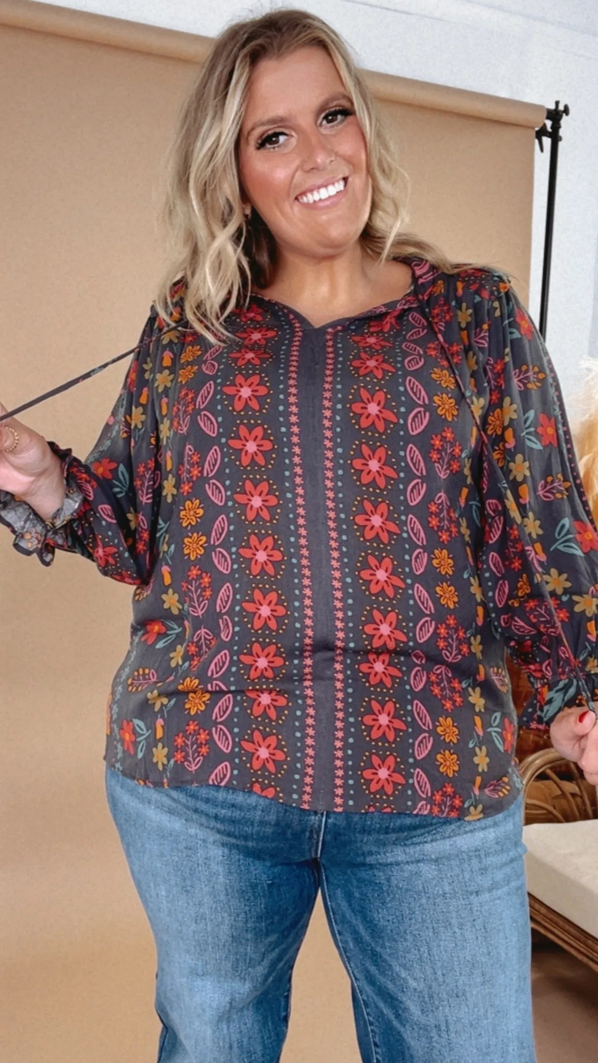 All For Boho Floral Blouse, Multi
