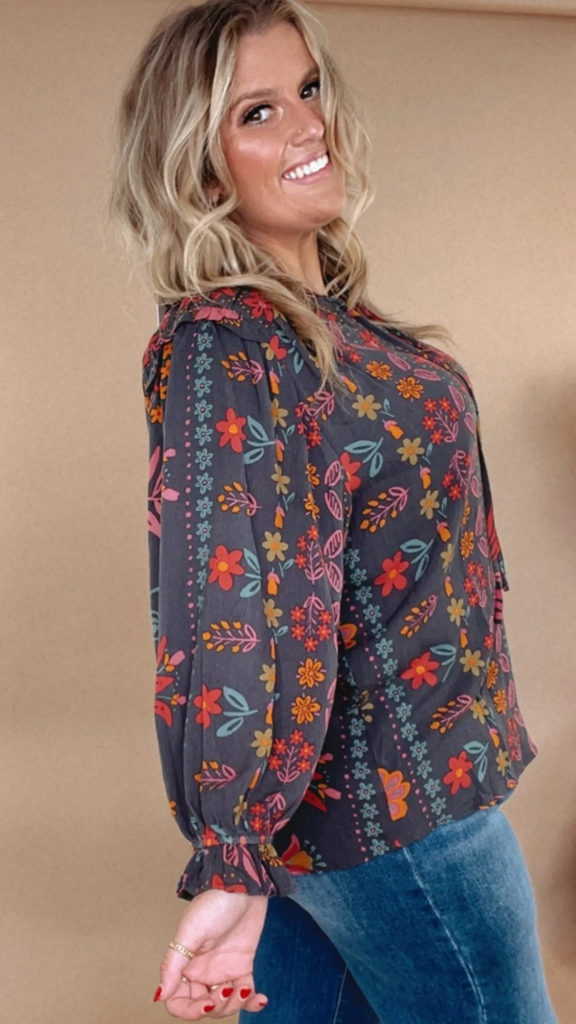 All For Boho Floral Blouse, Multi