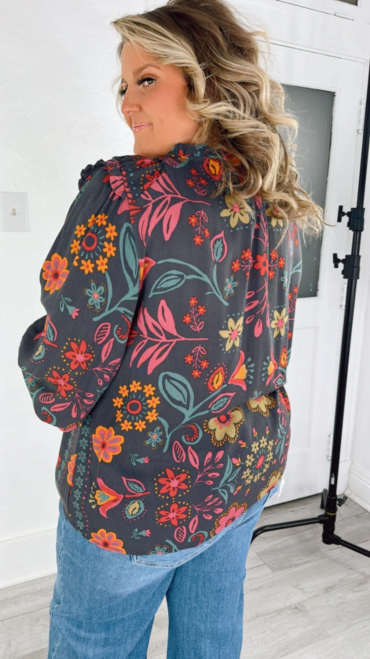 All For Boho Floral Blouse, Multi