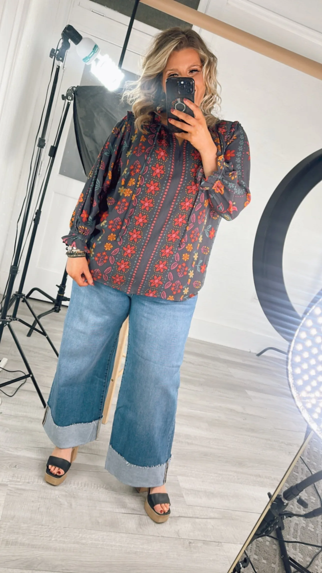 All For Boho Floral Blouse, Multi