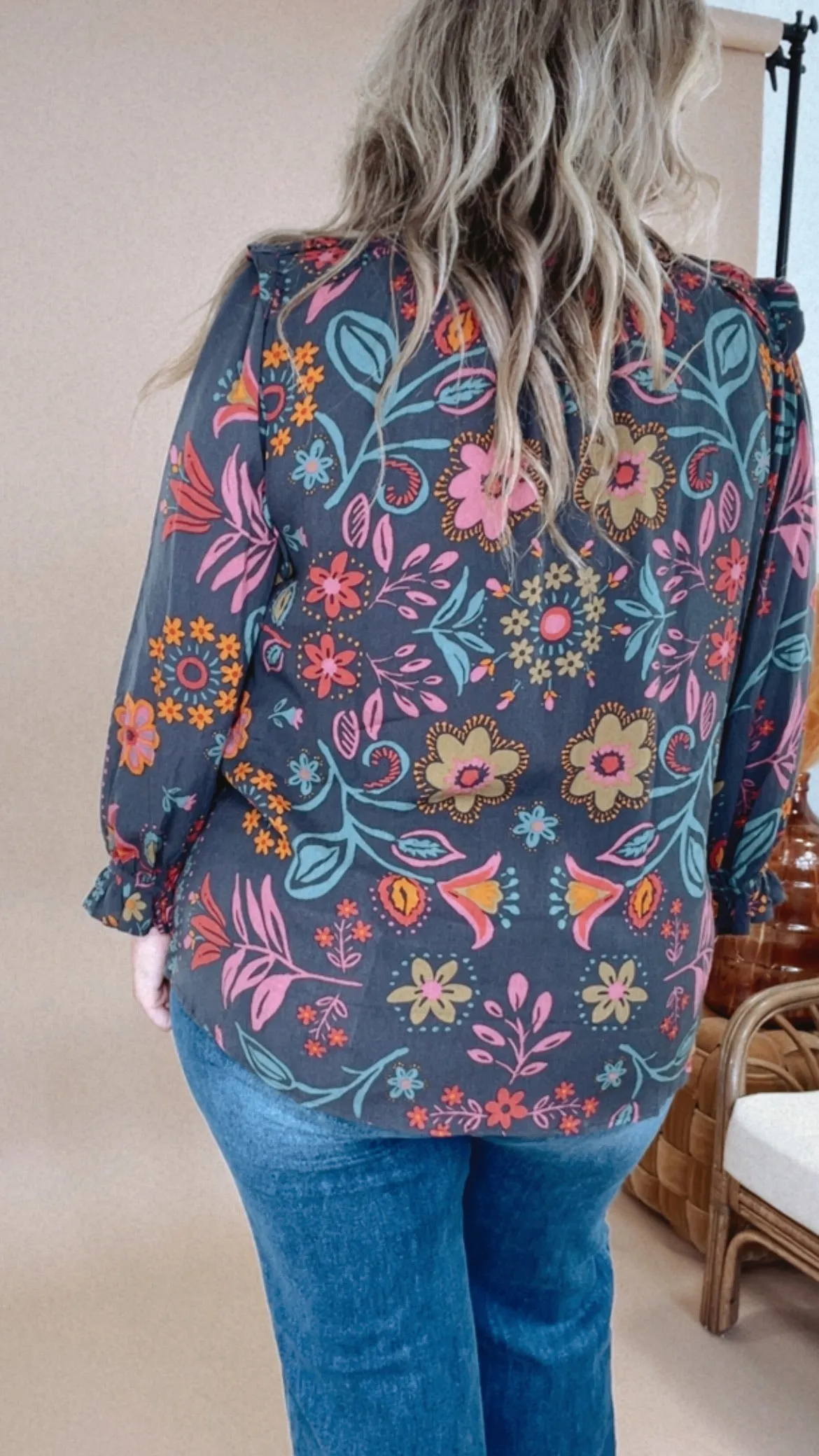 All For Boho Floral Blouse, Multi