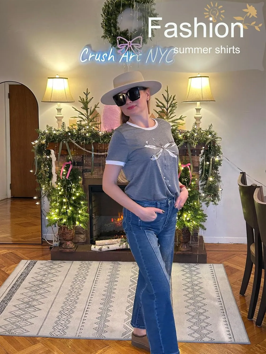 Anbech Short Sleeve Shirts for Women Cute Sunflowers Graphic Tees Loose Summer Tops