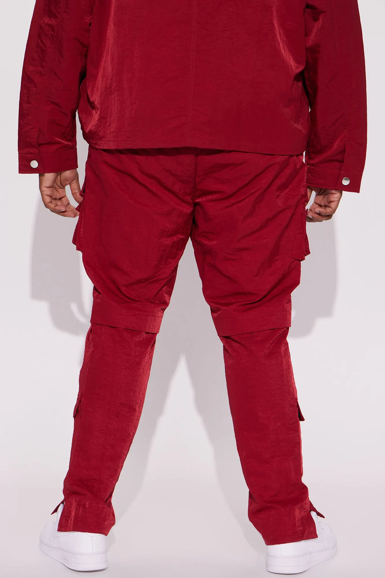 As It Was Nylon Cargo Pants - Burgundy