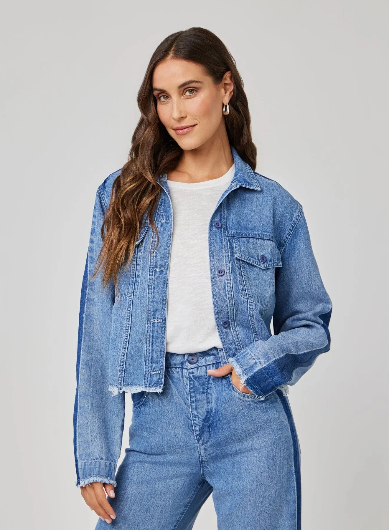 Bella Dahl Billie Tacked Sleeve Denim Jacket