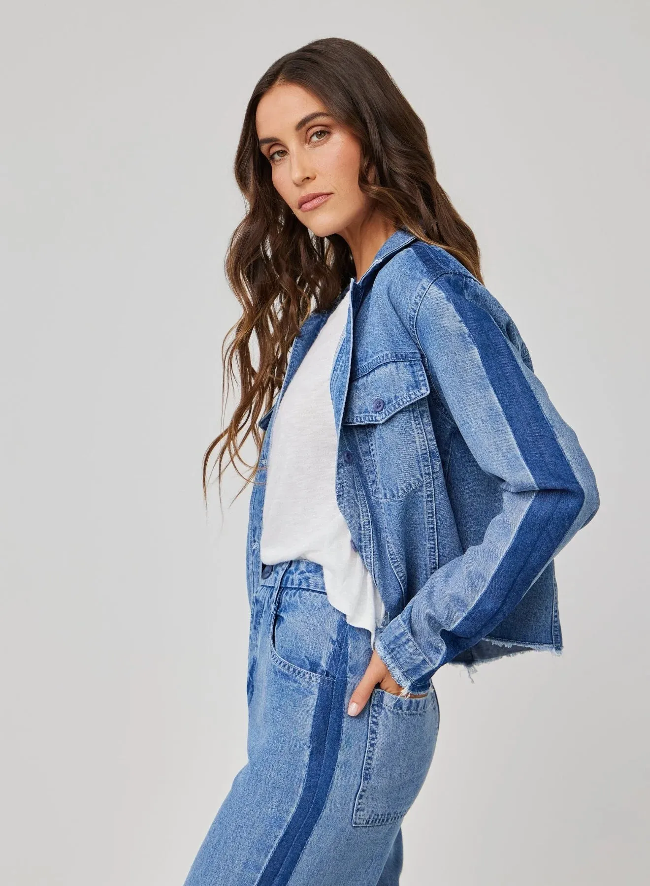 Bella Dahl Billie Tacked Sleeve Denim Jacket