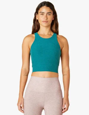 BEYOND YOGA FOCUS CROPPED TANK PEACOCK BLUE HEATHER