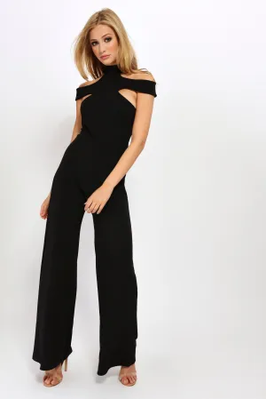 Black Choker Arm Cuff Jumpsuit