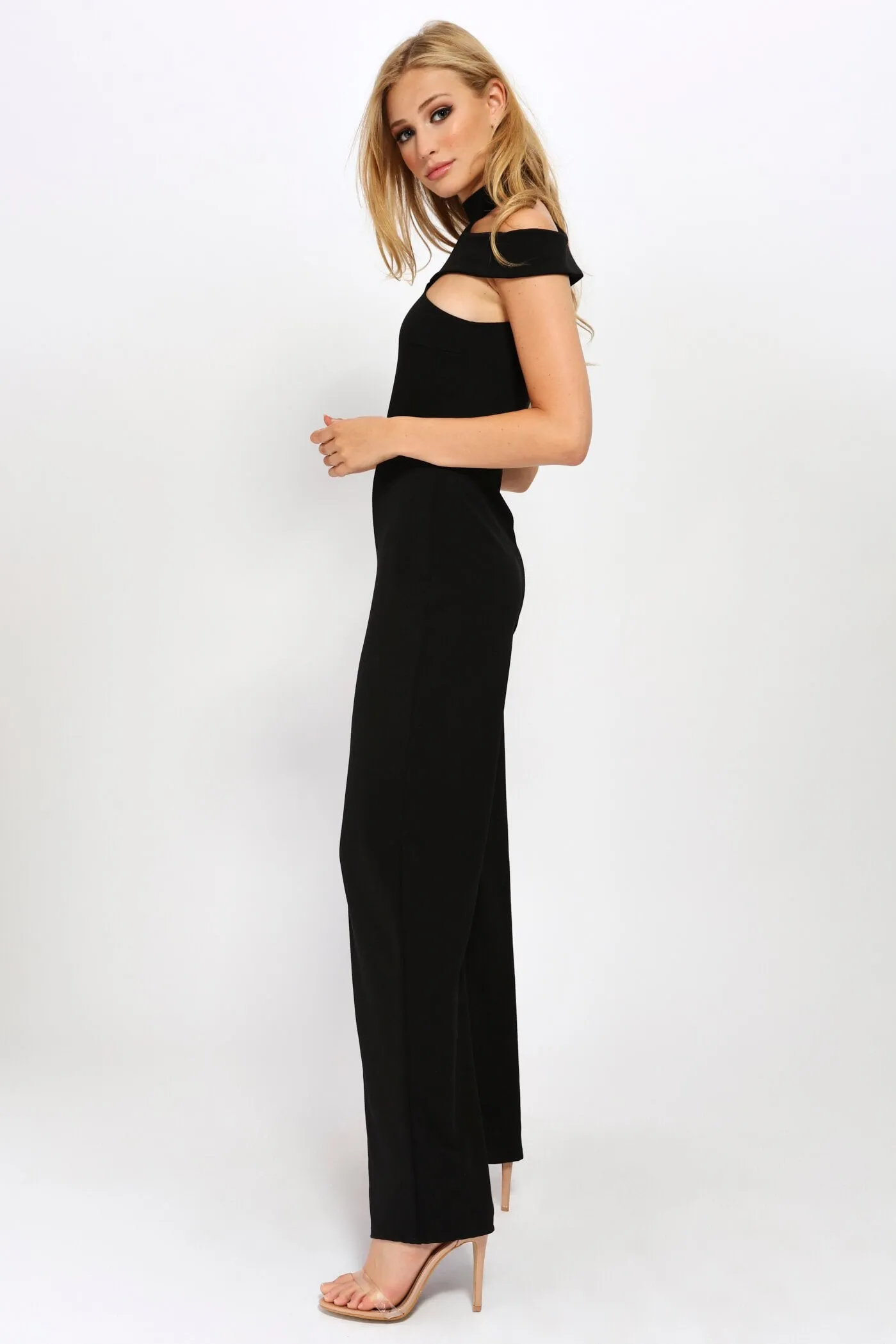 Black Choker Arm Cuff Jumpsuit
