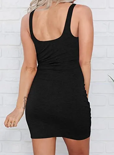Black Dress for Women 2023 Summer Sleeveless Wrap Dresses Beach Bodycon Sundress Black