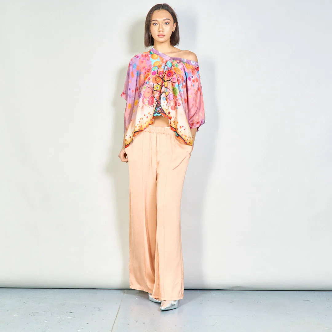 Bohemian loose-fit blouse with artistic tree of life print wholesale
