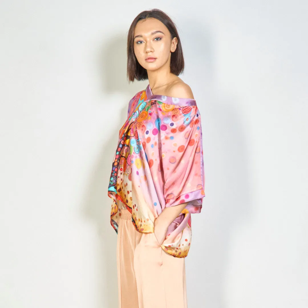Bohemian loose-fit blouse with artistic tree of life print wholesale