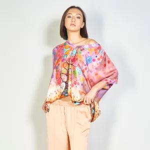 Bohemian loose-fit blouse with artistic tree of life print wholesale