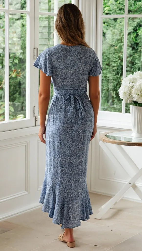 Bohemian Midi Wrap Dress