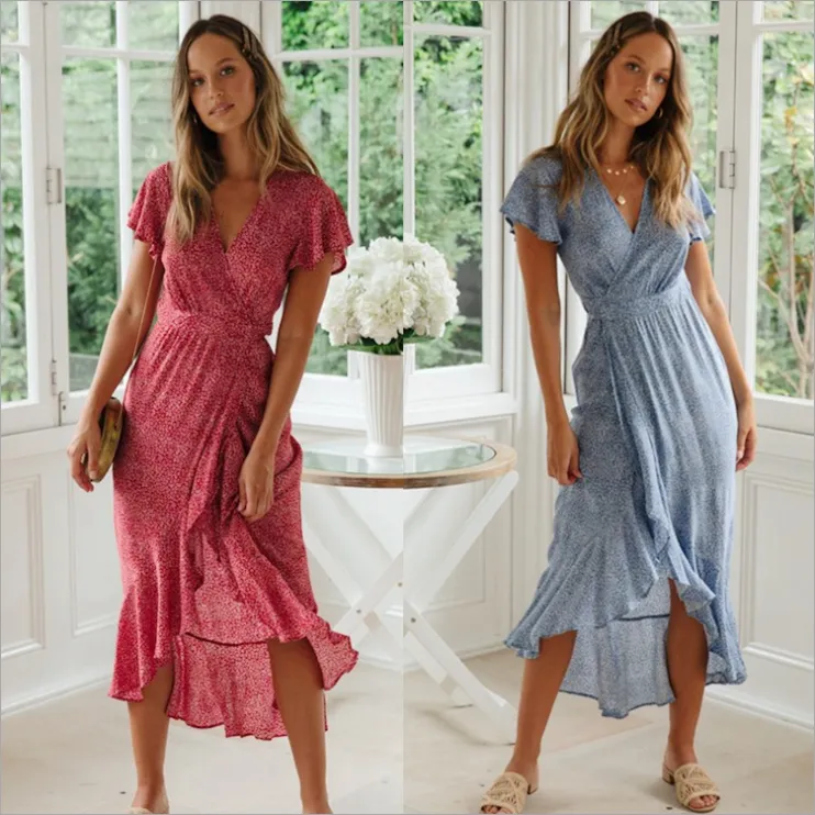 Bohemian Midi Wrap Dress