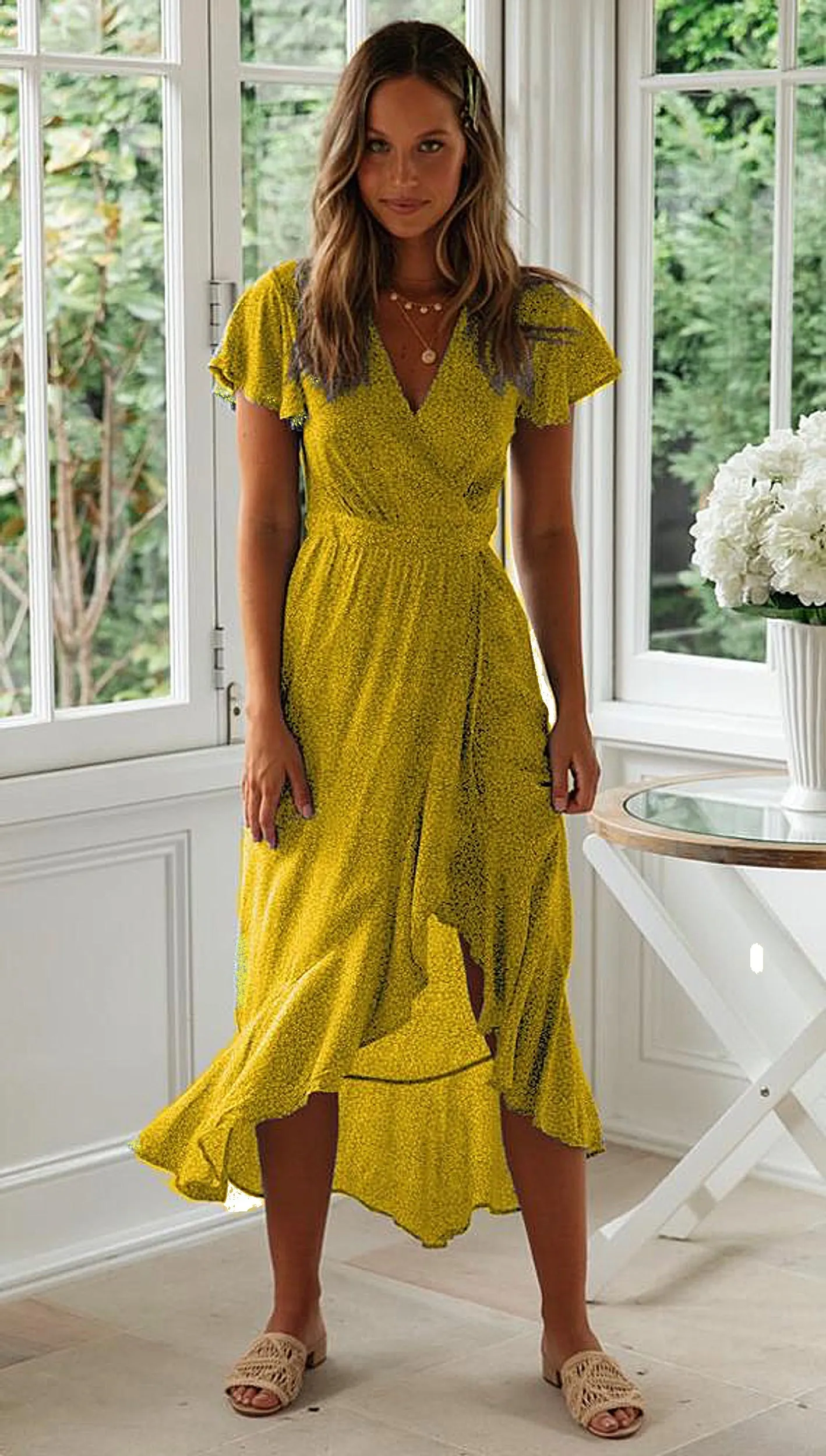 Bohemian Midi Wrap Dress