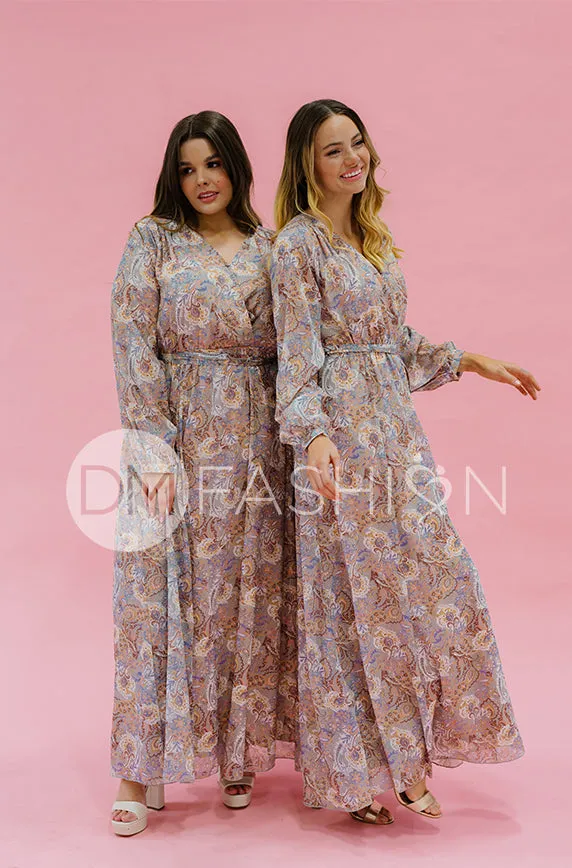 Chanel Gray Décor Floral Maxi - DM Exclusive - Nursing Friendly - Maternity Friendly - FINAL SALE