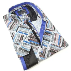 Color Brush Jacquard Button Down Shirt W/ Flocking