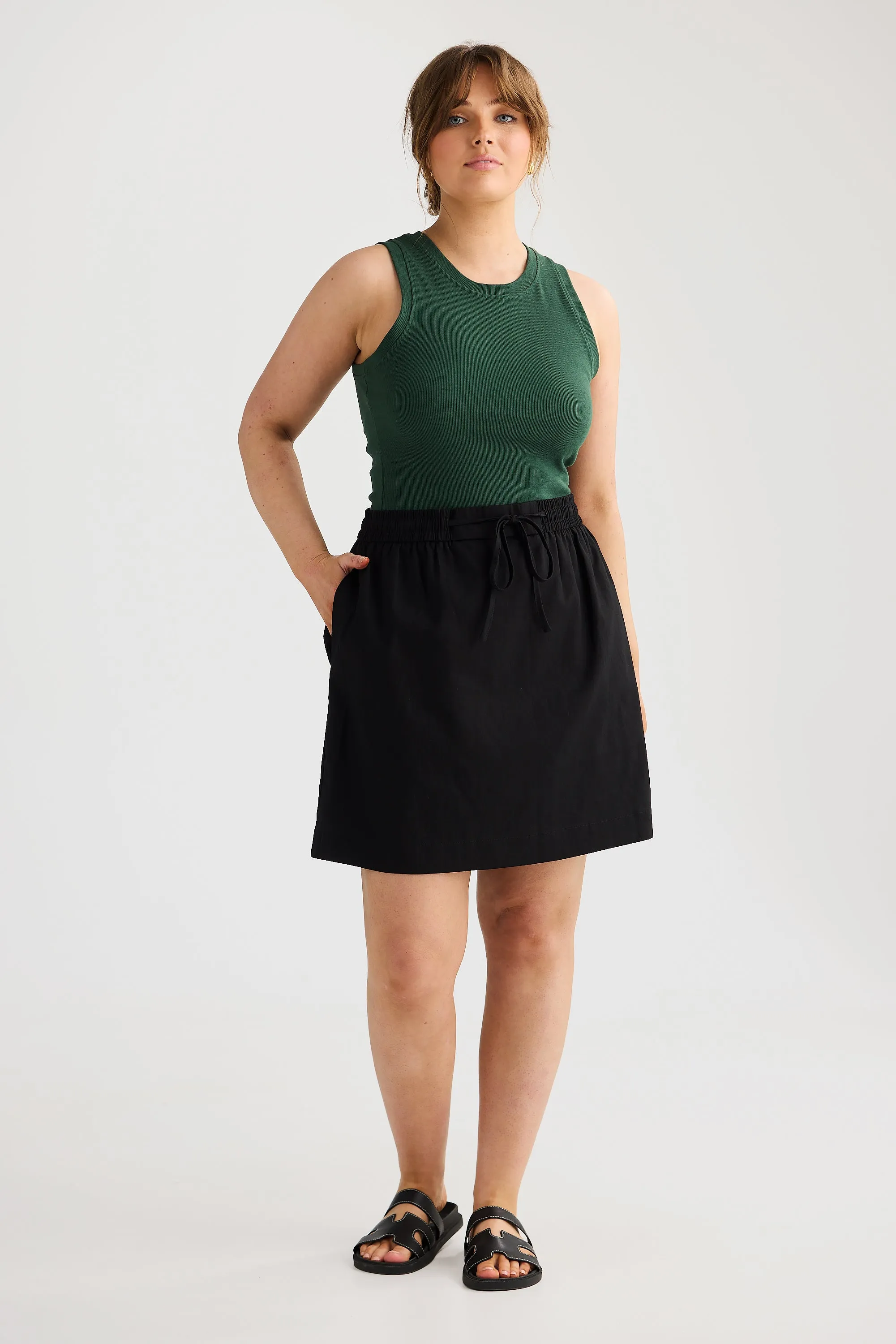 Core Ribbed Racer Back Tank - Pine Green