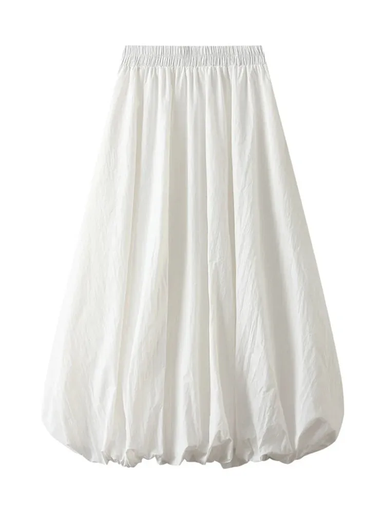 Cutest Perspective Bubble-Hem Midi Skirt