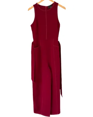 Dark Autumn Merlot Sleeveless Wide Leg Jumpsuit