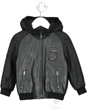 Dolce & Gabbana Black Leather Bomber Jacket 2 Years