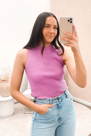 Ellie Knit Tank Plum