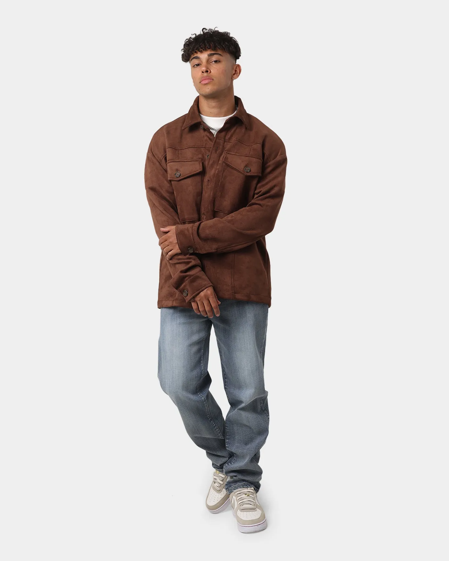 EN ES Suede Over Shirt Brown