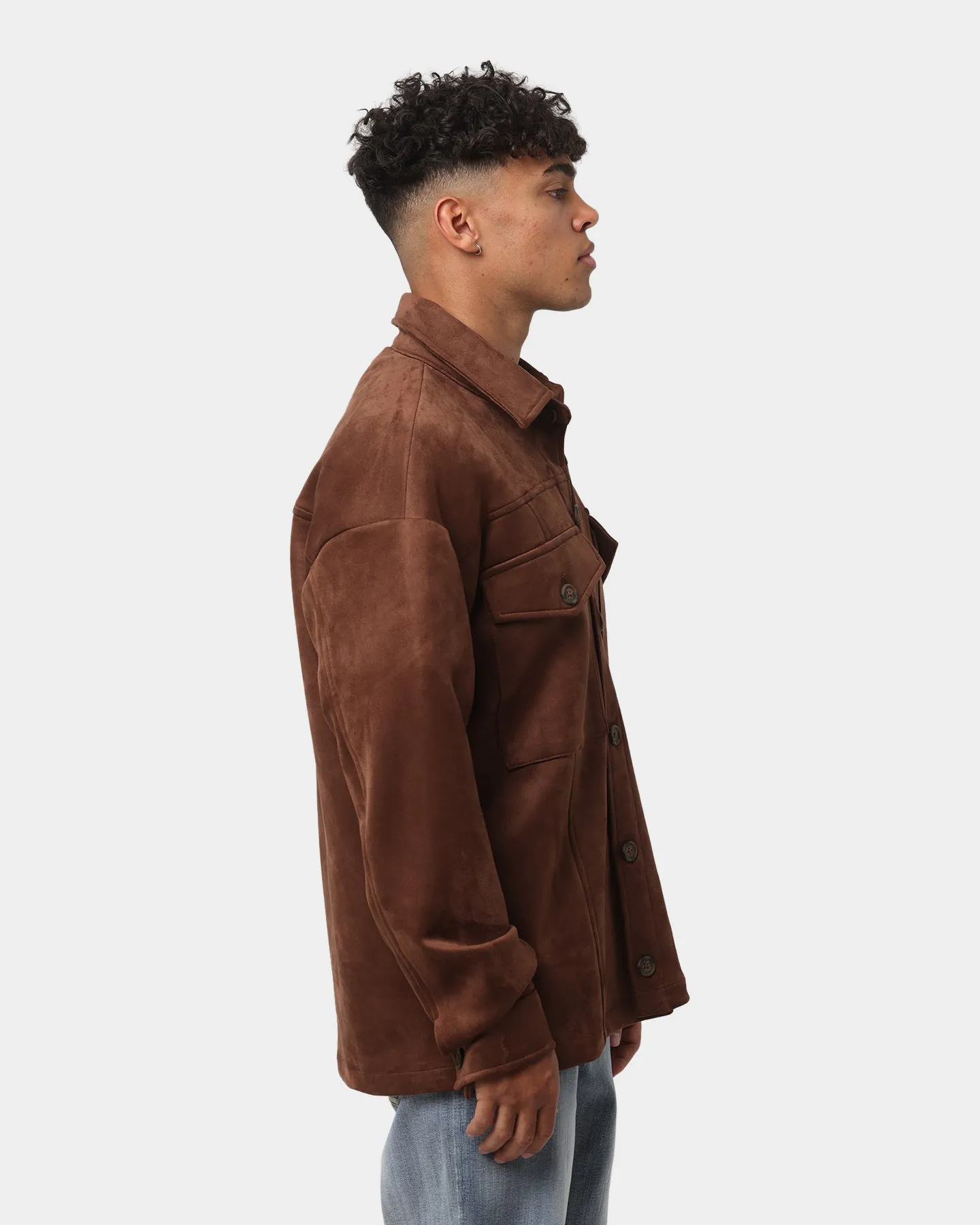 EN ES Suede Over Shirt Brown