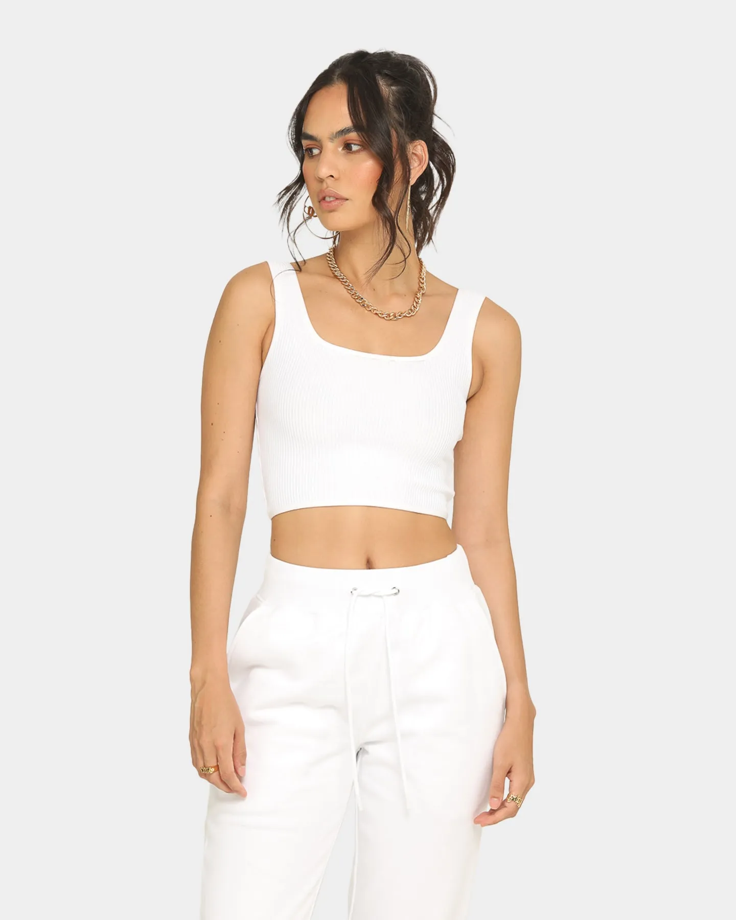 EN ES Women's Crop Singlet White
