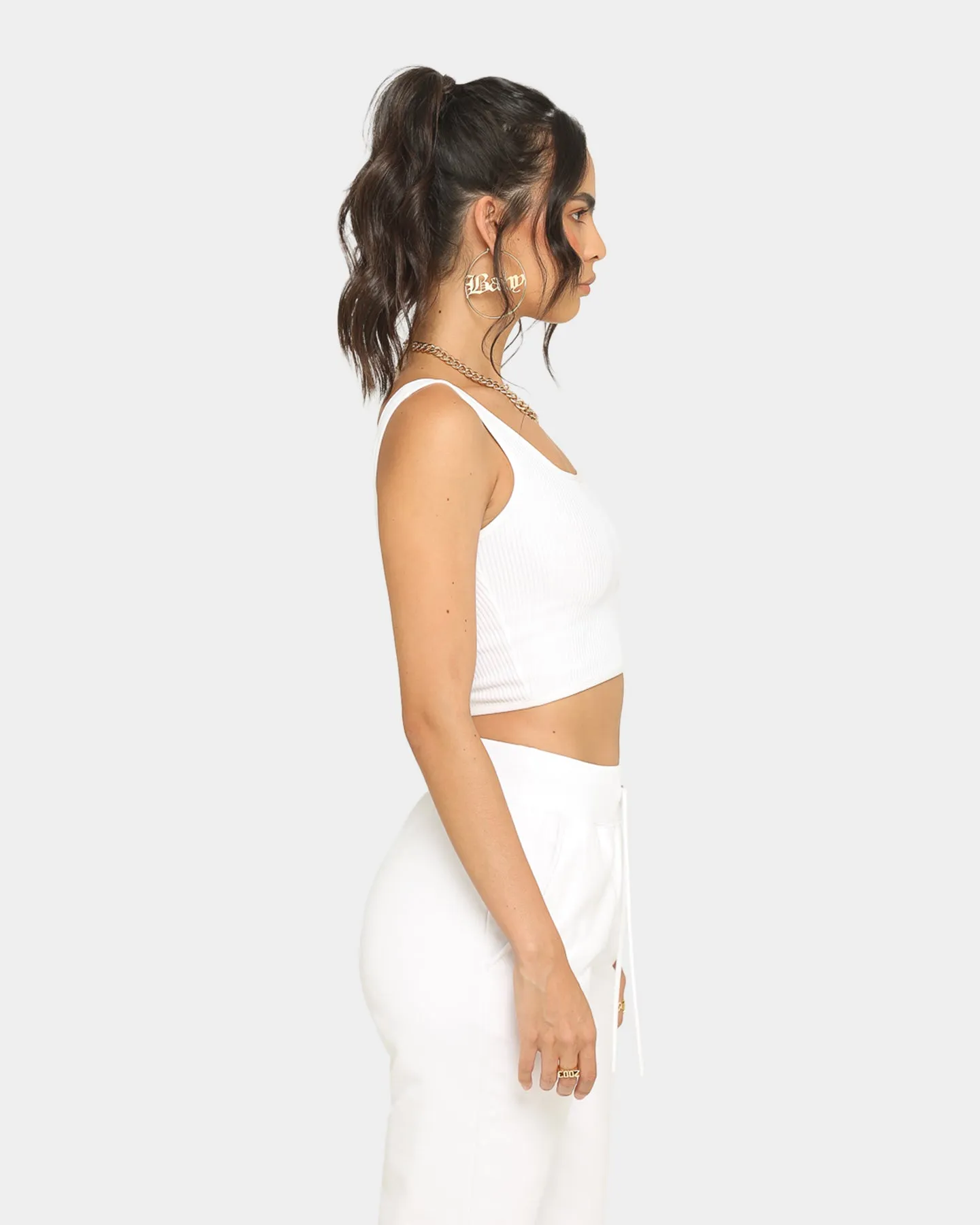 EN ES Women's Crop Singlet White