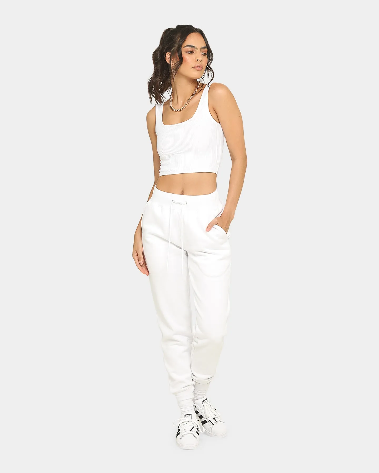 EN ES Women's Crop Singlet White