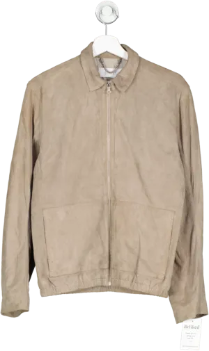enlist Beige Suede Bomber Jacket UK XS