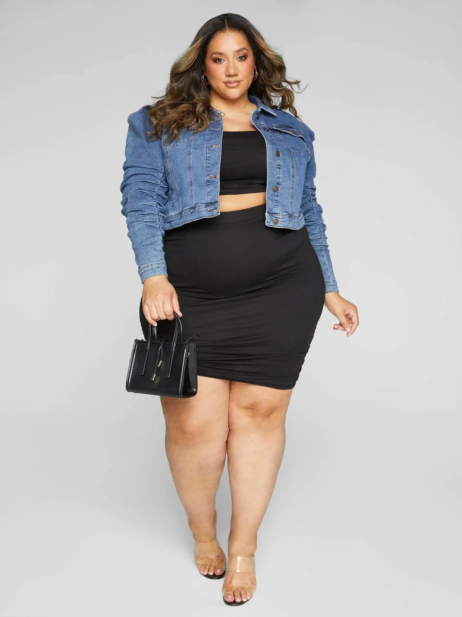 Fashion To Figure - Ariana Puff Sleeve Denim Jacket
