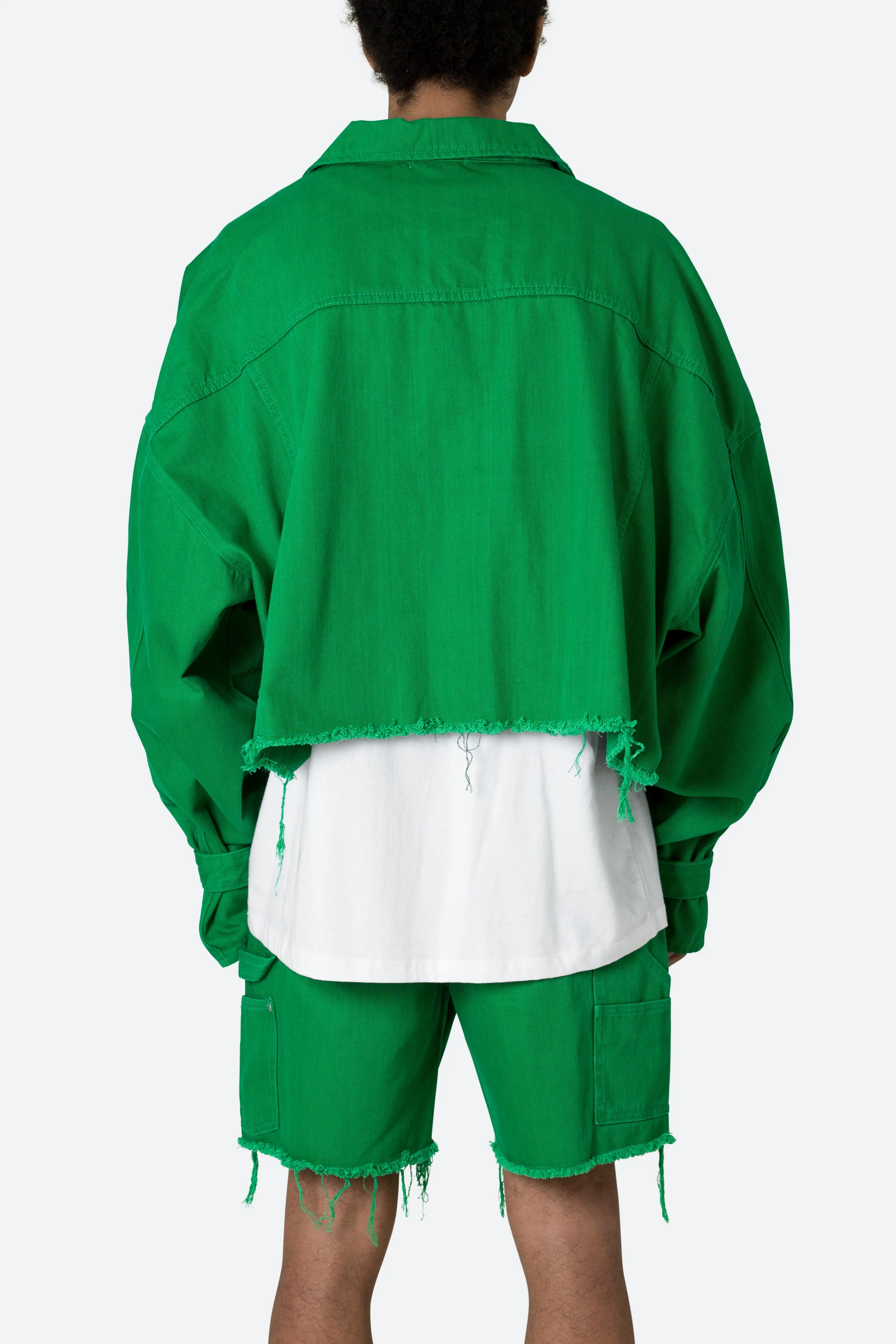 Frayed Denim Jacket - Green