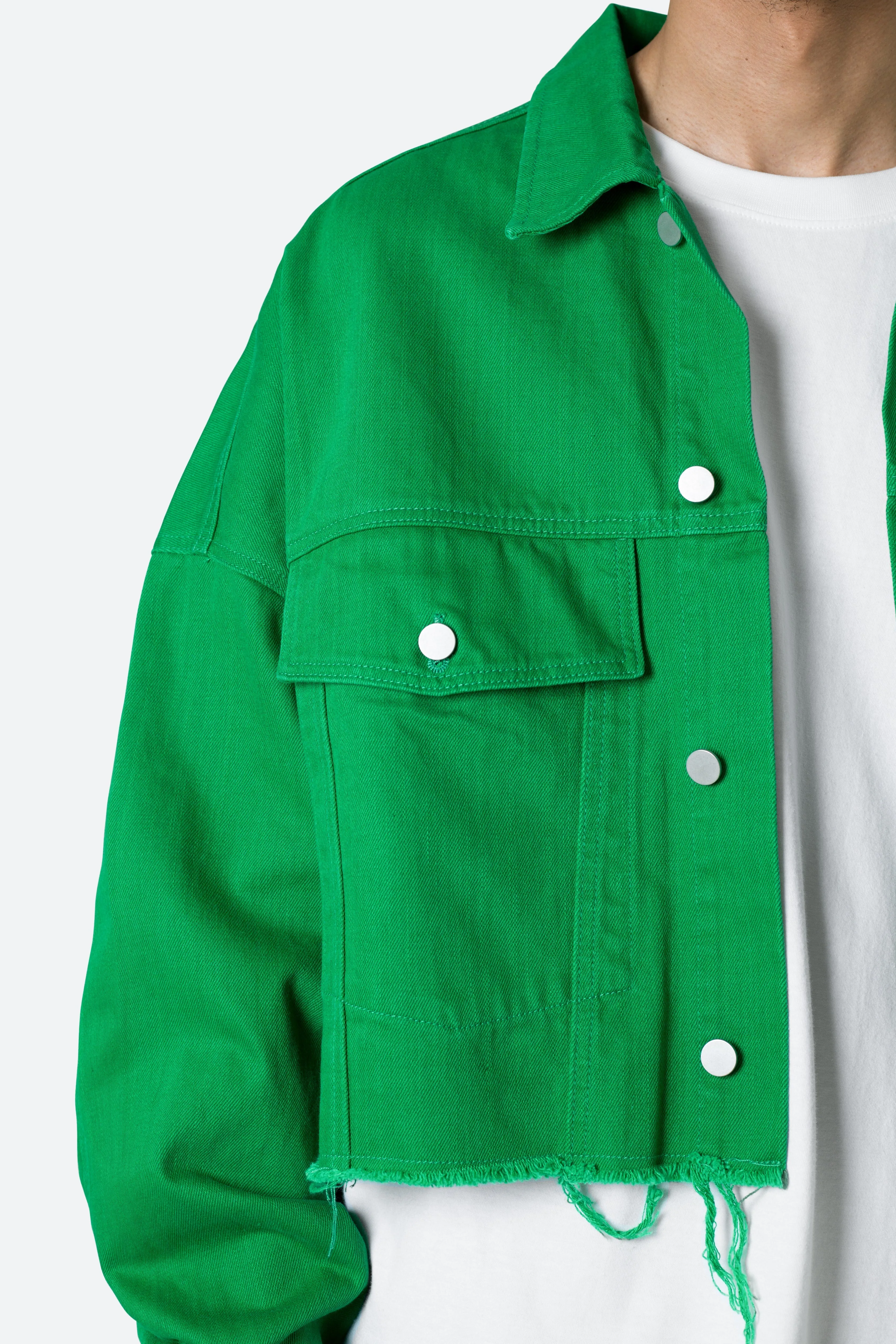 Frayed Denim Jacket - Green