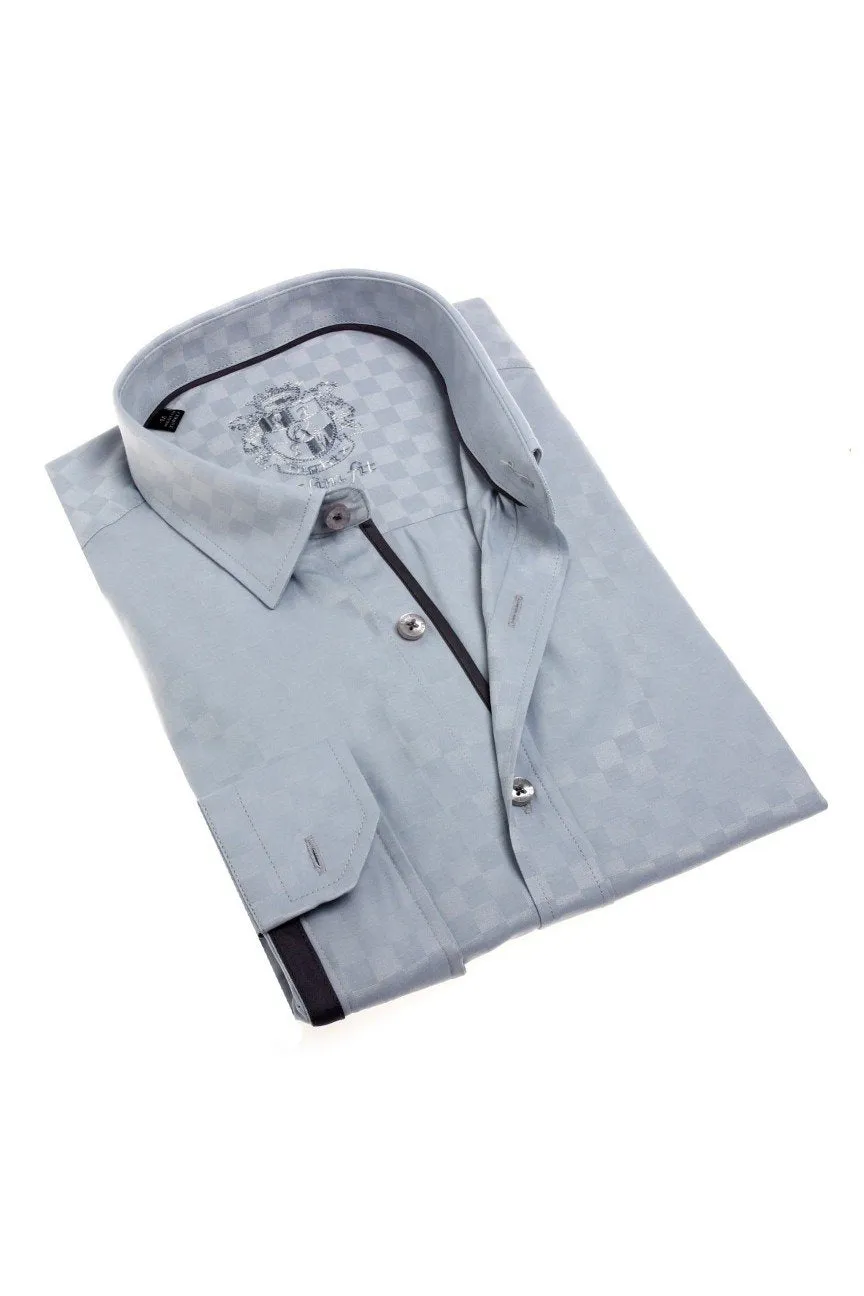 Grey Jacquard Button Down Dress Shirt