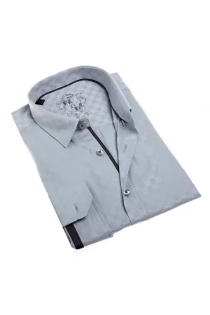 Grey Jacquard Button Down Dress Shirt