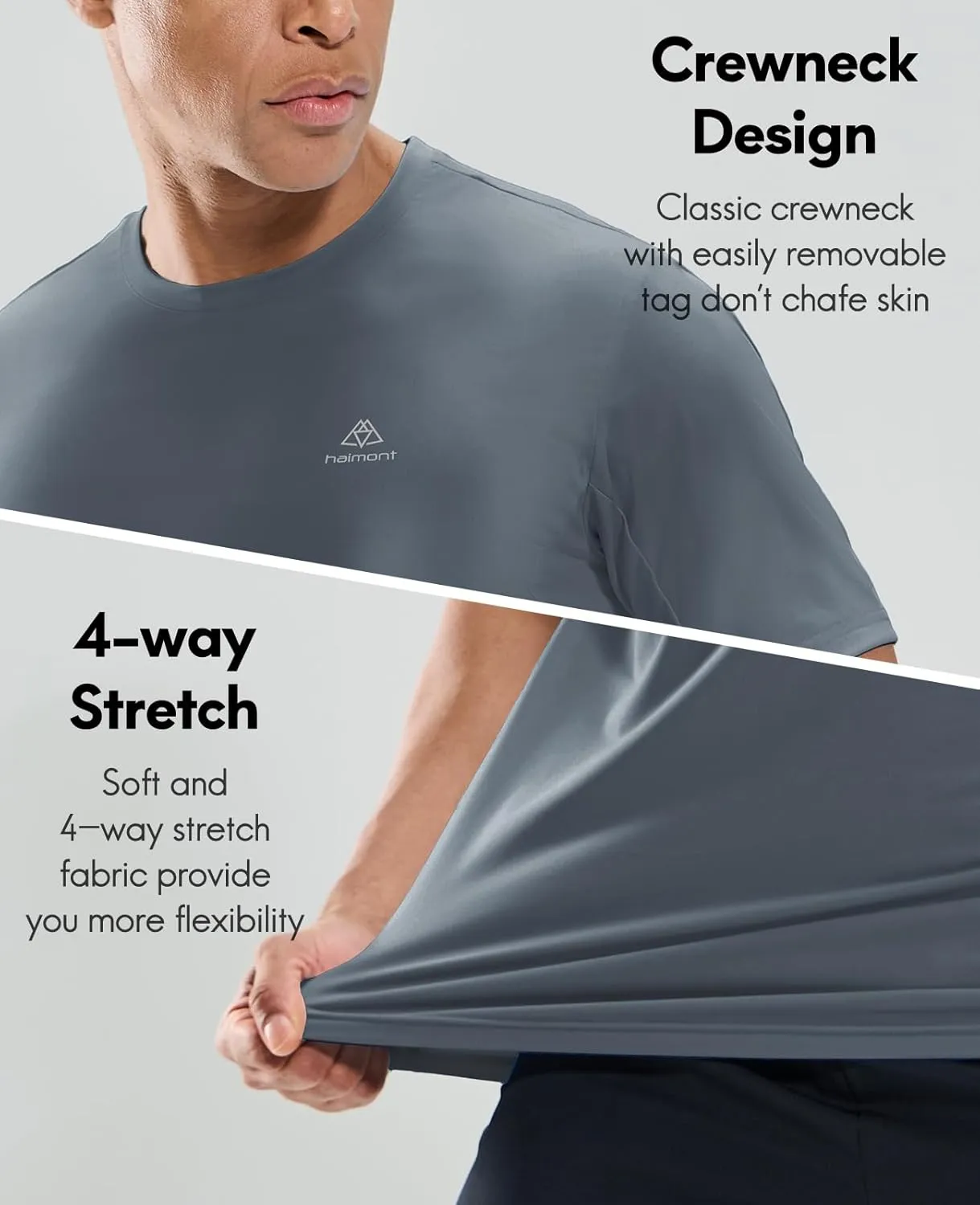 Haimont Men's Running T-Shirt Dry Fit Crewneck Athletic Tee Shirts Moisture Wicking Short Sleeve Stretchy Workout Gym