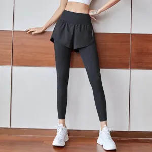 High-Stretch Women's High-Waist Seamless Yoga Leggings with Faux Two-Piece Design for Ultimate Comfort and Performance