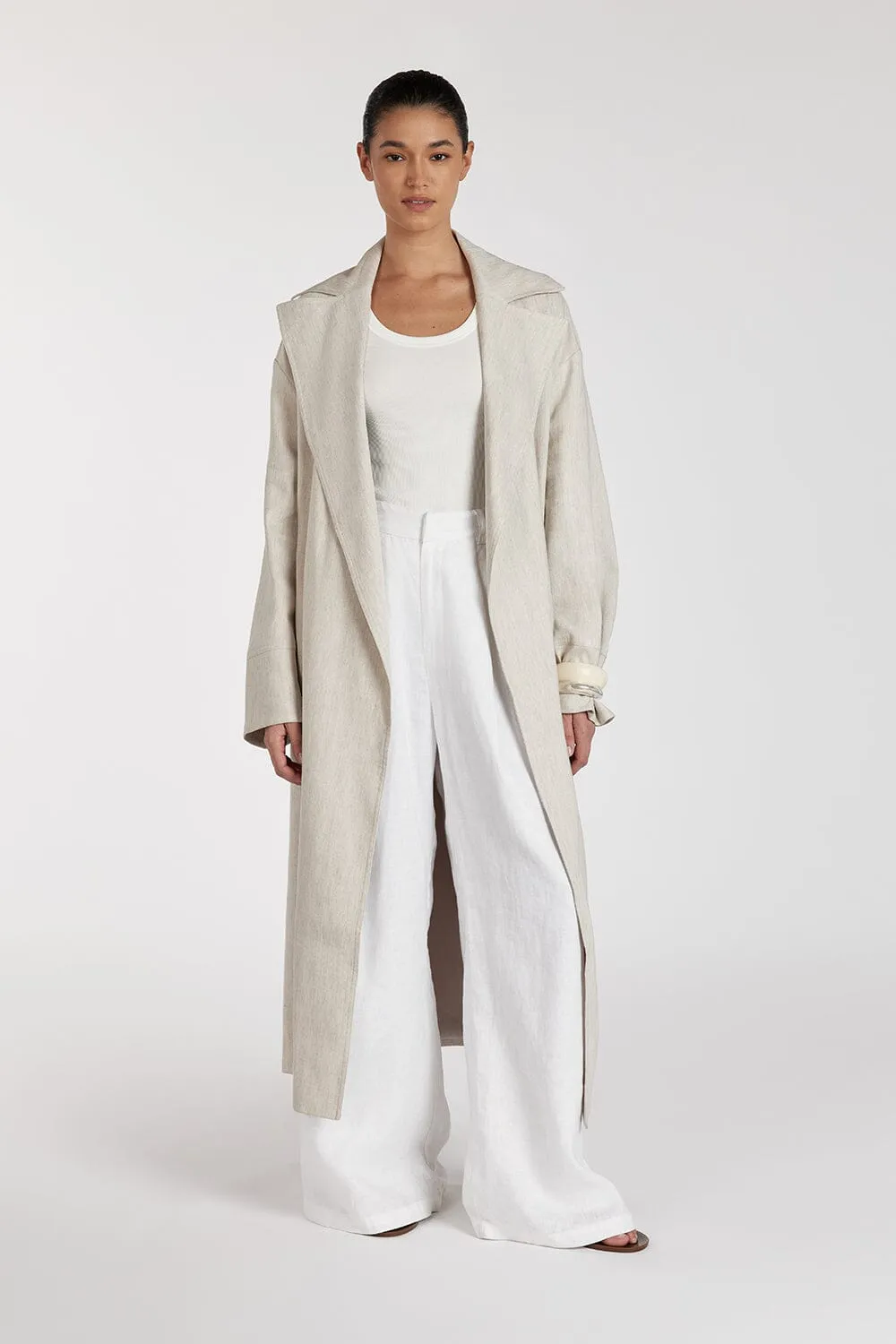 JOSEPHINA NATURAL LINEN BLEND TRENCH COAT