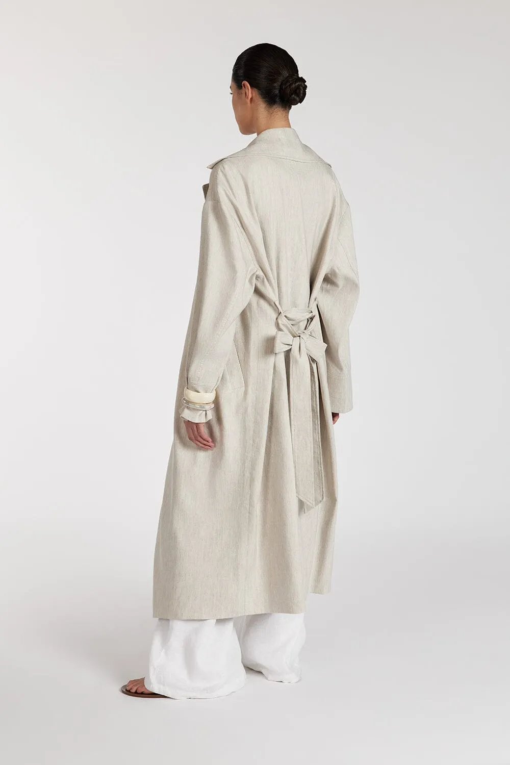 JOSEPHINA NATURAL LINEN BLEND TRENCH COAT
